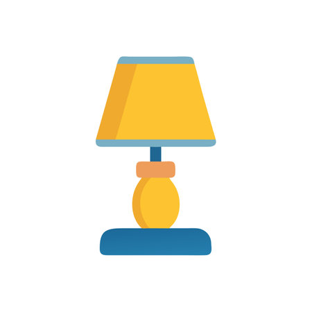Stylized Yellow Table Lamp on Black Background Iconのイラスト素材