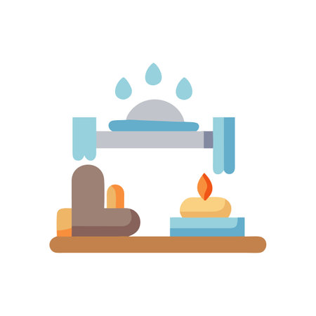 Meditation and Relaxation Environment with Water and Candleのイラスト素材