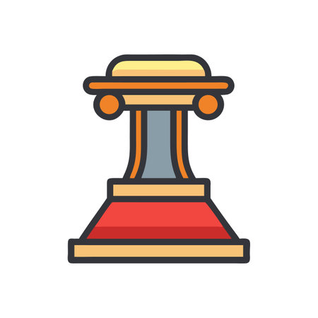 Abstract pedestal illustration against black background in flat styleのイラスト素材