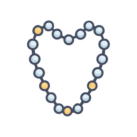 Heart shaped pearl necklace on a black backdropのイラスト素材