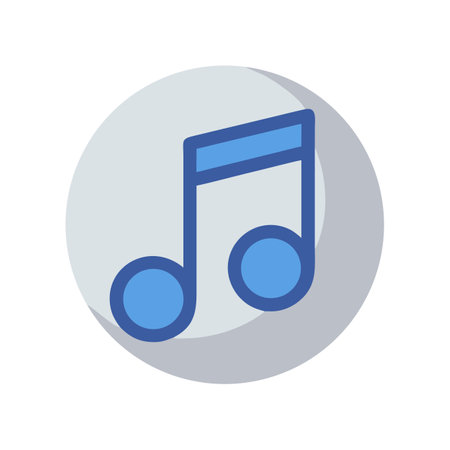 Flat musical note icon with a circle on blackのイラスト素材