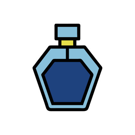 Modern stylized perfume bottle illustration on black background flatのイラスト素材