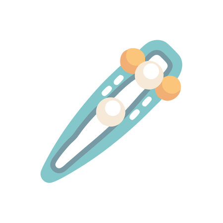 Flat design hair clip accessory with pearl and golden beadsのイラスト素材