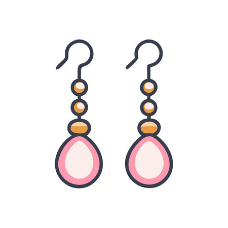 Elegant pink and gold teardrop earring pair on blackのイラスト素材