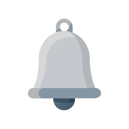 Simple gray bell illustration against a dark black backgroundのイラスト素材