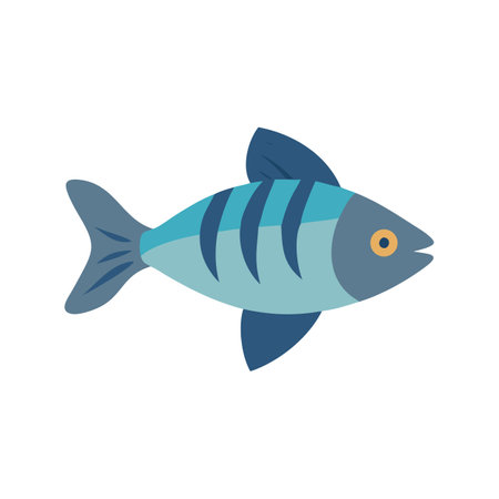 Isolated simple blue fish on black background illustration imageのイラスト素材