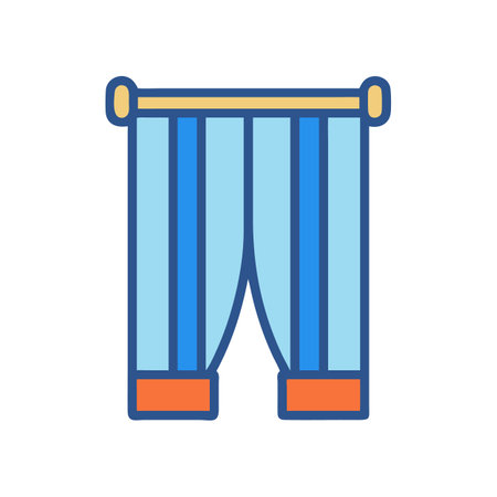 Striped window curtains illustration on a black backgroundのイラスト素材