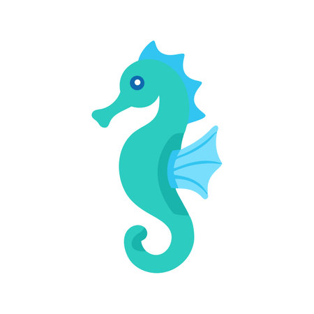 Cute stylized seahorse illustration on black background for designのイラスト素材