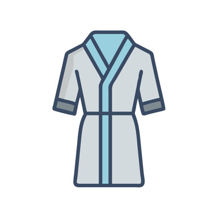 Minimalist graphic of a gray spa robe with blue trimのイラスト素材