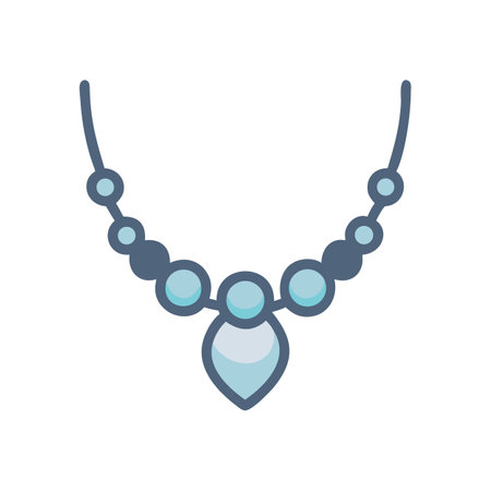 Elegant pearl necklace with pendant on black backgroundのイラスト素材