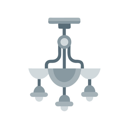 Elegant flat design grey chandelier against a black backgroundのイラスト素材