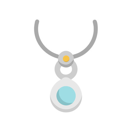 Modern Silver Necklace with Sky Blue Gemstone Pendantのイラスト素材