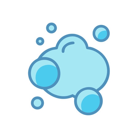 Illustration of light blue bubbles, foam on black backgroundのイラスト素材