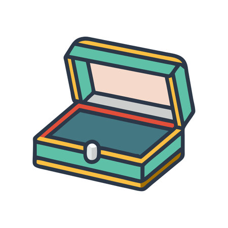 Stylized open jewelry box illustration on a black backgroundのイラスト素材