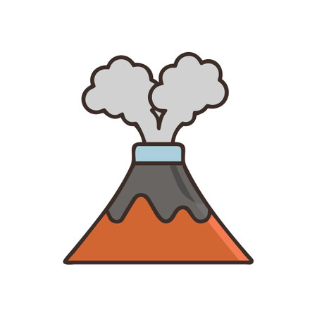 Cartoon volcano icon erupting smoke vector illustration designのイラスト素材