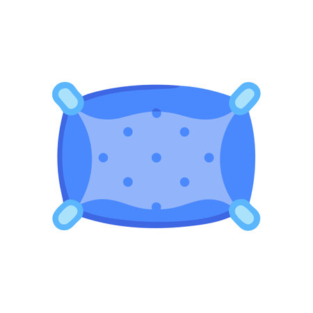 Illustration of a blue pillow with rounded edges, flat styleのイラスト素材