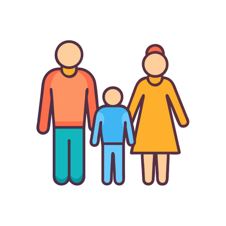 Stylized vector family icon depicting a mother, father, childのイラスト素材