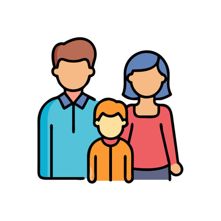 Happy family illustration in modern flat design style vectorのイラスト素材