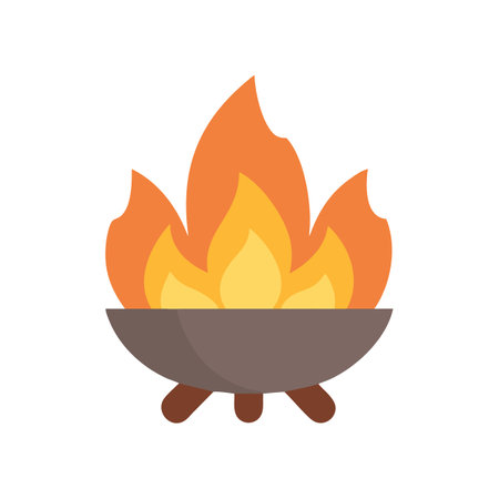 Stylized bonfire in bowl on black background illustration graphicのイラスト素材