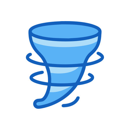 Stylized cartoon tornado swirling against a black backgroundのイラスト素材