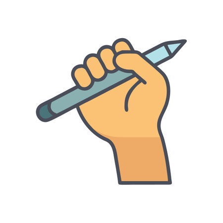 Hand holding pencil icon for creative writing illustrationのイラスト素材