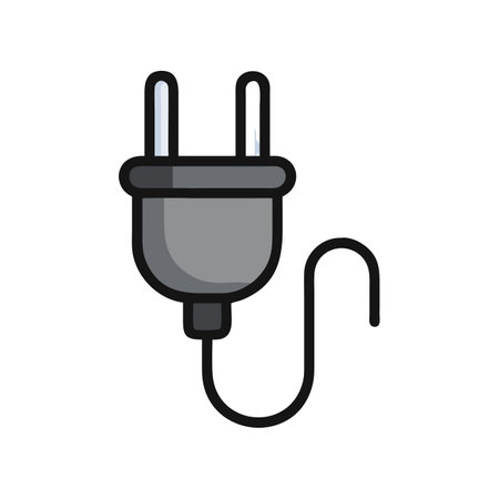 Isolated power plug illustration on a black backgroundのイラスト素材