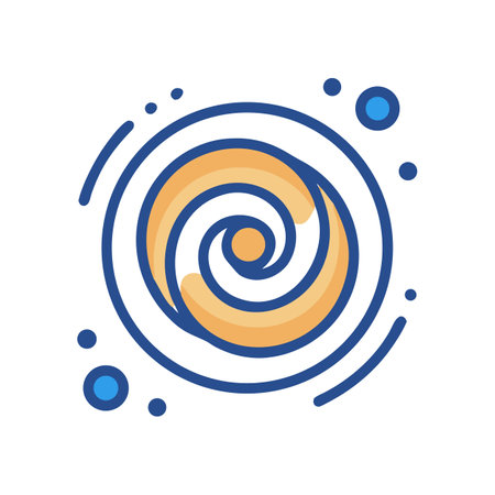 Abstract cosmic symbol with spiral and orbiting elementsのイラスト素材