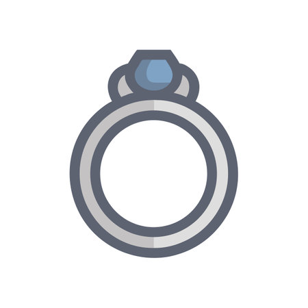 Silver ring with light blue gemstone centered on black backdropのイラスト素材