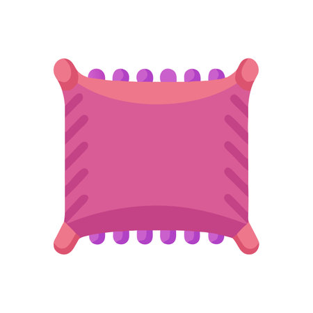 Stylized illustration of a pink cushion with purple detailsのイラスト素材