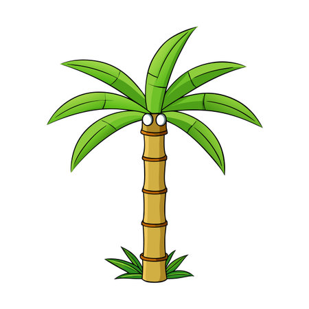 Cartoon palm tree vector illustration with cute faceのイラスト素材
