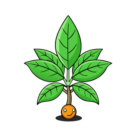 Cartoon plant with a smiley face fruit rootのイラスト素材
