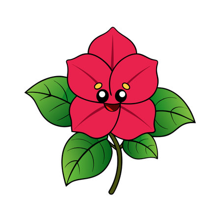 Cheerful cartoon flower with big eyes and smile vectorのイラスト素材