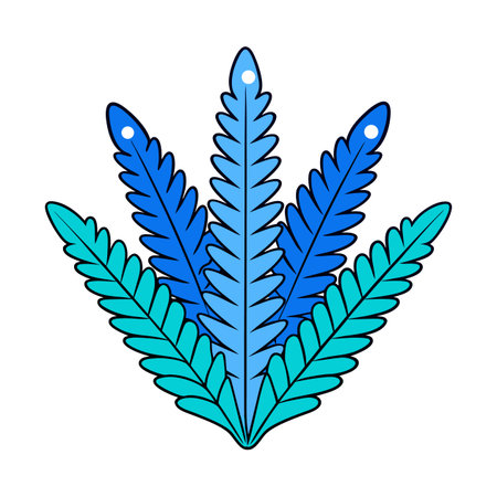 Stylized blue and turquoise feathered arrangement against white backgroundのイラスト素材