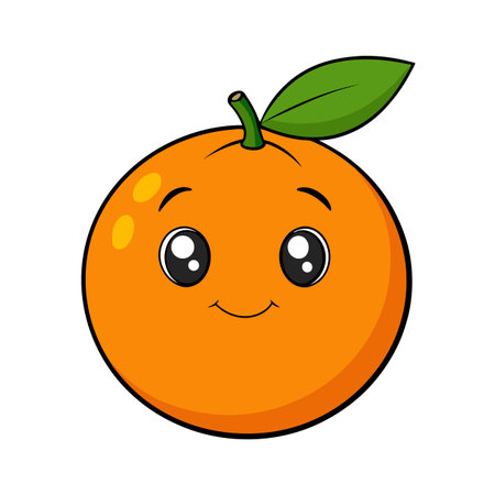 Cute cartoon orange fruit with smiling face expressionのイラスト素材