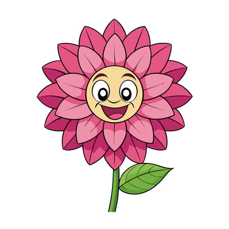 Cartoon flower with smiling face on a white backgroundのイラスト素材