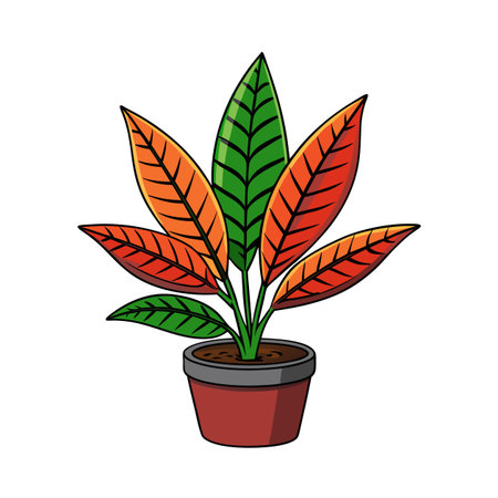 Cartoon style plant with green and orange leavesのイラスト素材