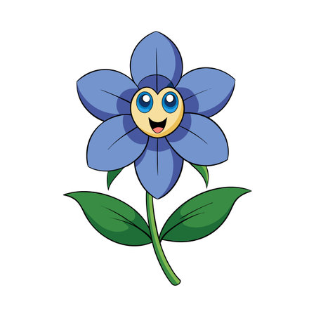 Cartoon flower character with a happy face illustrationのイラスト素材