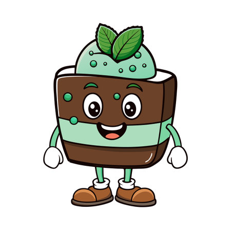 Cartoon mint dessert mascot with expressive eyes and smileのイラスト素材