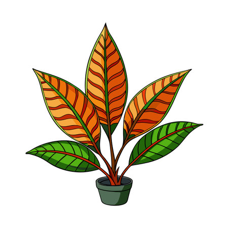 Cartoon potted plant with green and orange foliageのイラスト素材