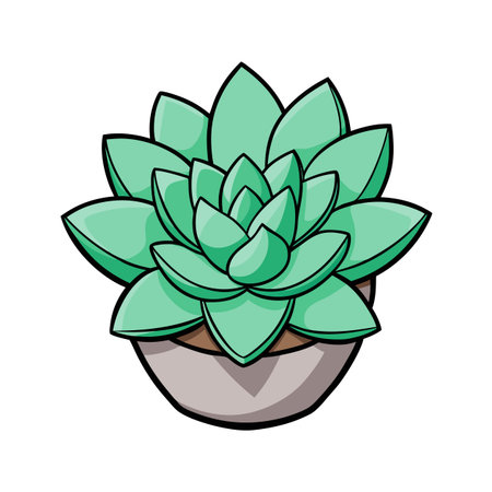 Illustration of a Succulent Plant in a Small Potのイラスト素材