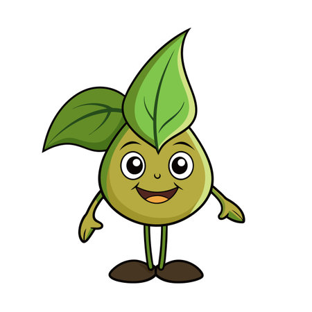 Cute Cartoon Sprout Character Standing Isolated on White Backgroundのイラスト素材