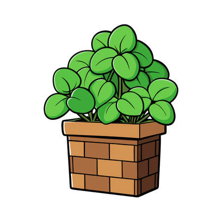 Potted plant cartoon style illustration with green leavesのイラスト素材