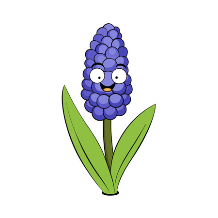 Happy hyacinth cartoon illustration on a white backgroundのイラスト素材