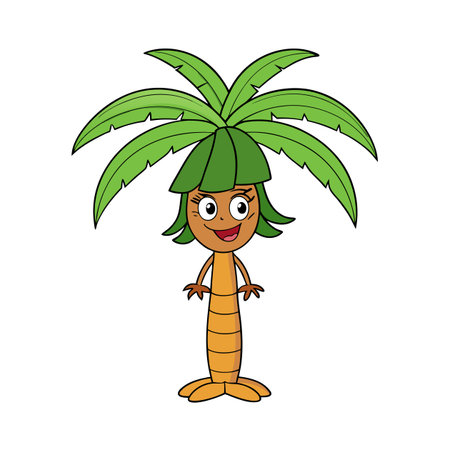Cartoon palm tree character with face and personalityのイラスト素材