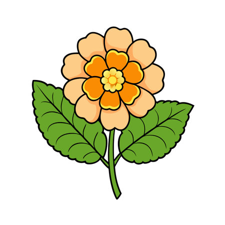 Charming peach flower blossom with detailed line art illustrationのイラスト素材