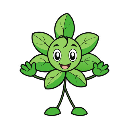 Cartoon flower character offering a friendly welcome with open armsのイラスト素材