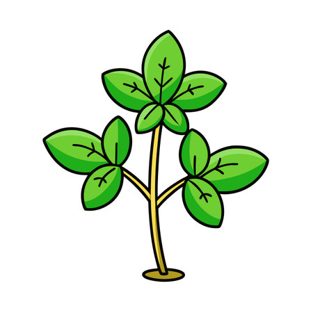 Cartoon illustration of a small green plant with leavesのイラスト素材