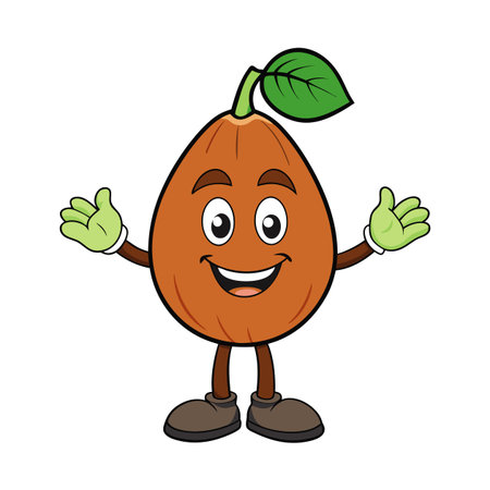 Cartoon jackfruit character with open arms and happy smileのイラスト素材