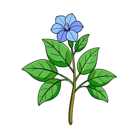 Illustration of a stylized flower with green leavesのイラスト素材