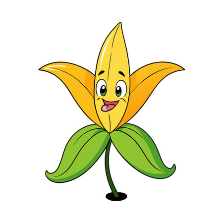 Cartoon corn character with smiling face, illustration styleのイラスト素材